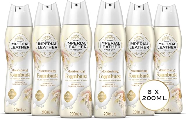 Imperial Leather Foamburst - Moisturising Body Wash, Jasmine & Vanilla Orchid Fragrance with Luxurious Foam Lather - Gentle Skin Care Bulk Buy (6 X 200ml)