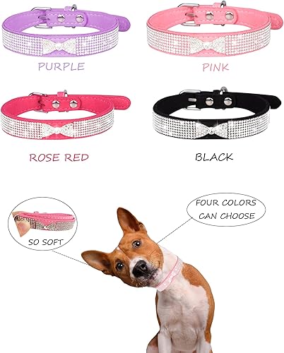 Miniatura 6 de Collar de perro para perros pequeños, collares ajustables de cuero de gamuza para perro, collar de perro rosa para gato, collar de perro con