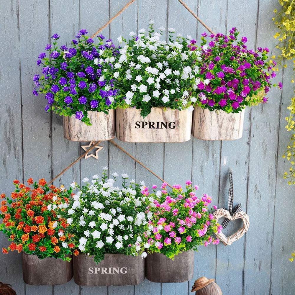 Amazon.de: SOMYTING Knstliche Blumen 8 Stck Kunstblumen Unechte Blumen  Deko Eukalyptus Deko UV-bestndige Pflanzen Strucher Plastik Blumenstrau  Garten Dekor fr Haus Balkon Fensterbank Hochzeit Dekor (Wei)