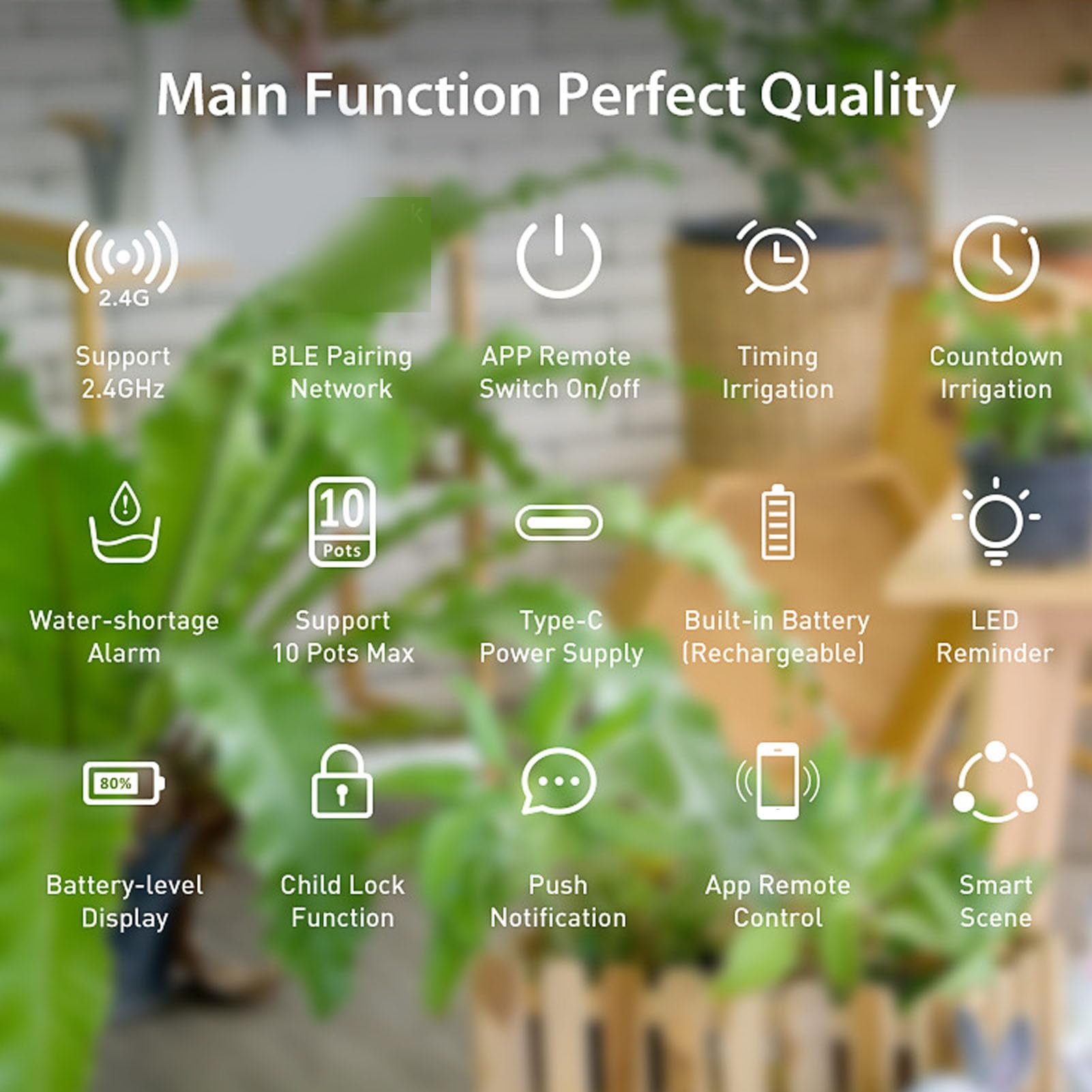 Kit di Irrigazione Automatica WiFi per Irrigazione a Goccia Intelligente 4 Piante in Vaso da Interni Telecomando Irrigatore in ABS Durevole