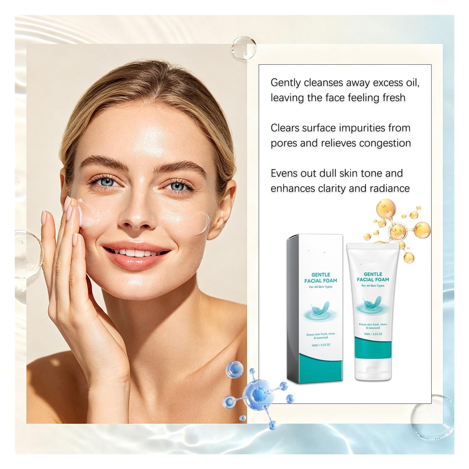 Detergente schiumogeno delicato 100g | Deterge il viso, lasciandolo fresco e idratato,(3pcs)