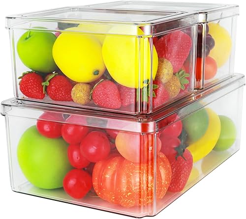 foroyalife Paquete de 3 contenedores organizadores de refrigerador organizadores apilables para refrigerador y almacenamiento transparente