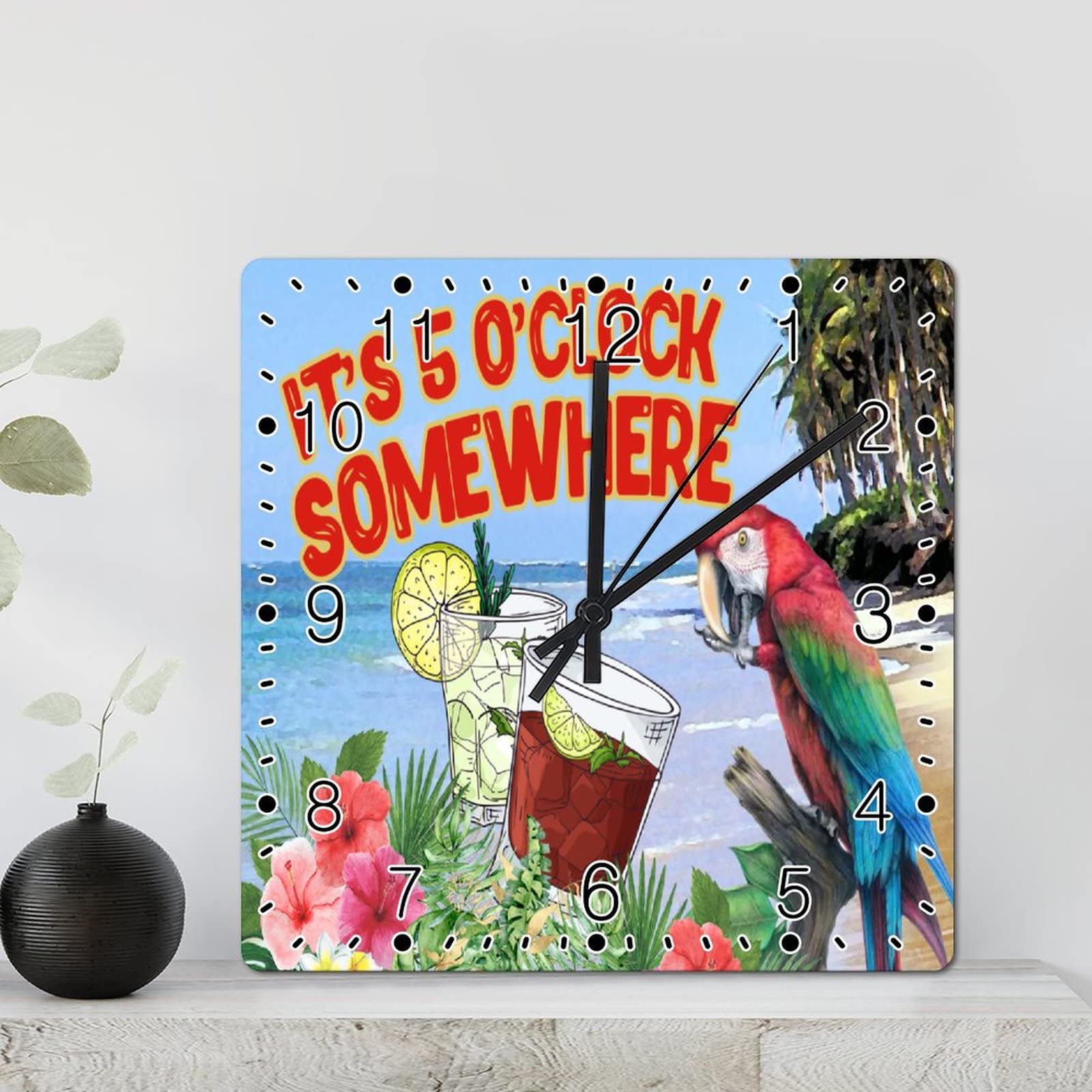 Horloge murale rustique perroquet tropical, cadeau de pendaison de crémaillère