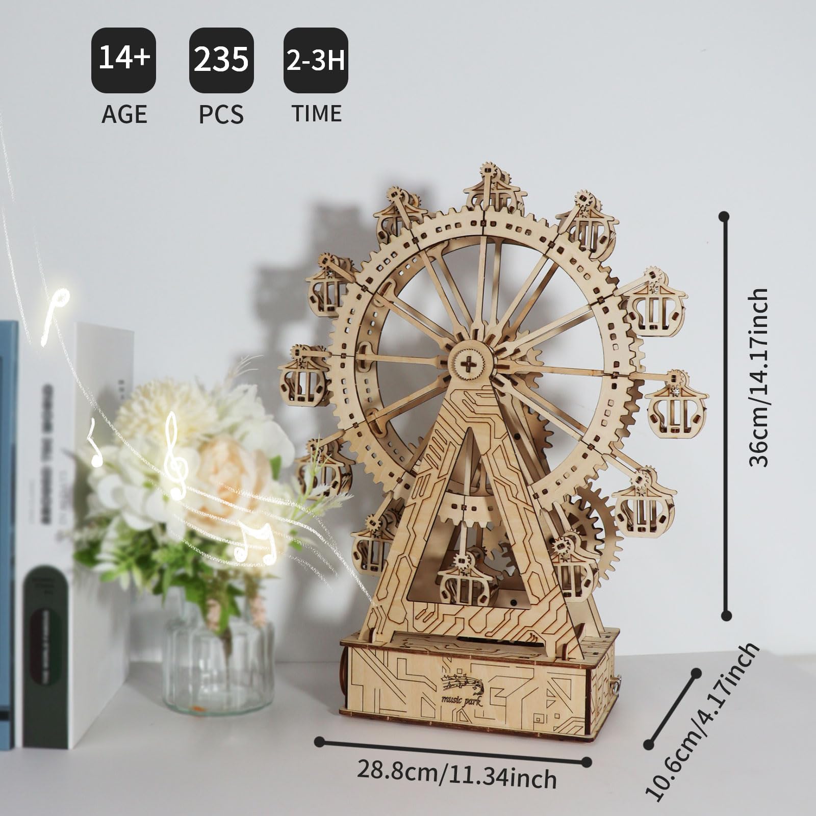 Music Park Puzzle 3D Legno Ruota Panoramica Steampunk - Kit Fai Da Te Creativo Adulti Con Carillon, Passatempo Per Adulti, Regalo Di Compleanno