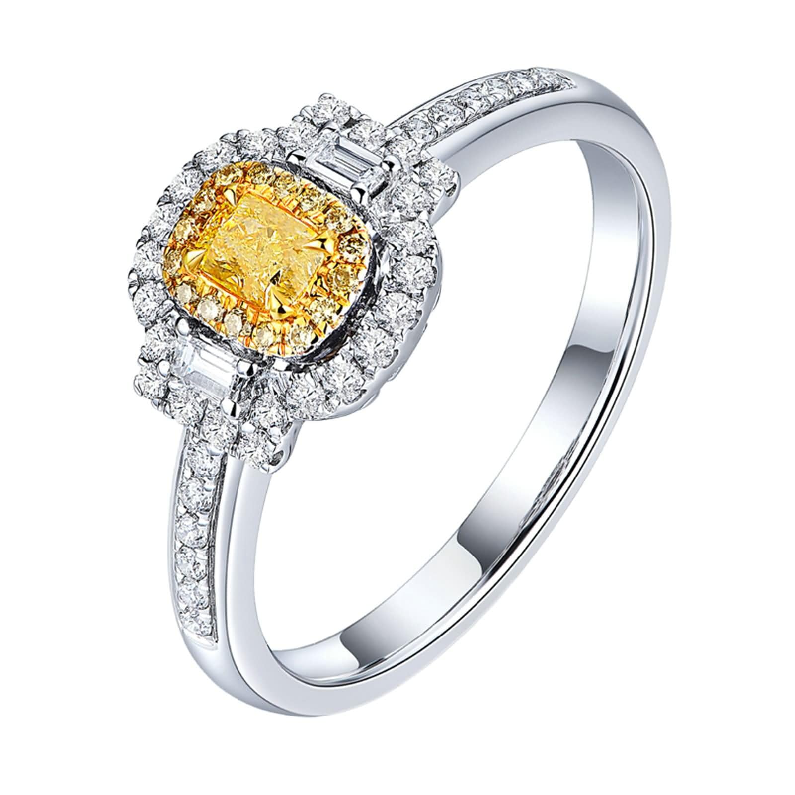 Uomo Anello Fedina Oro Bianco 9K / 14K / 18K 750, Rettangolo con Diamante da 0,17ct, Anello Fidanzamento Giallo Argento Uomo