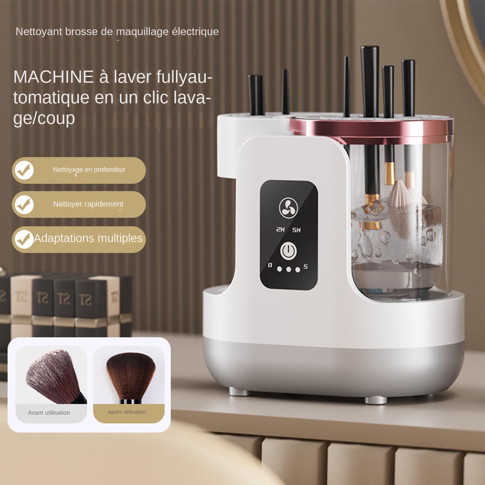 Limpiador Automático de Brochas de Maquillaje Lavado Suave con Secado