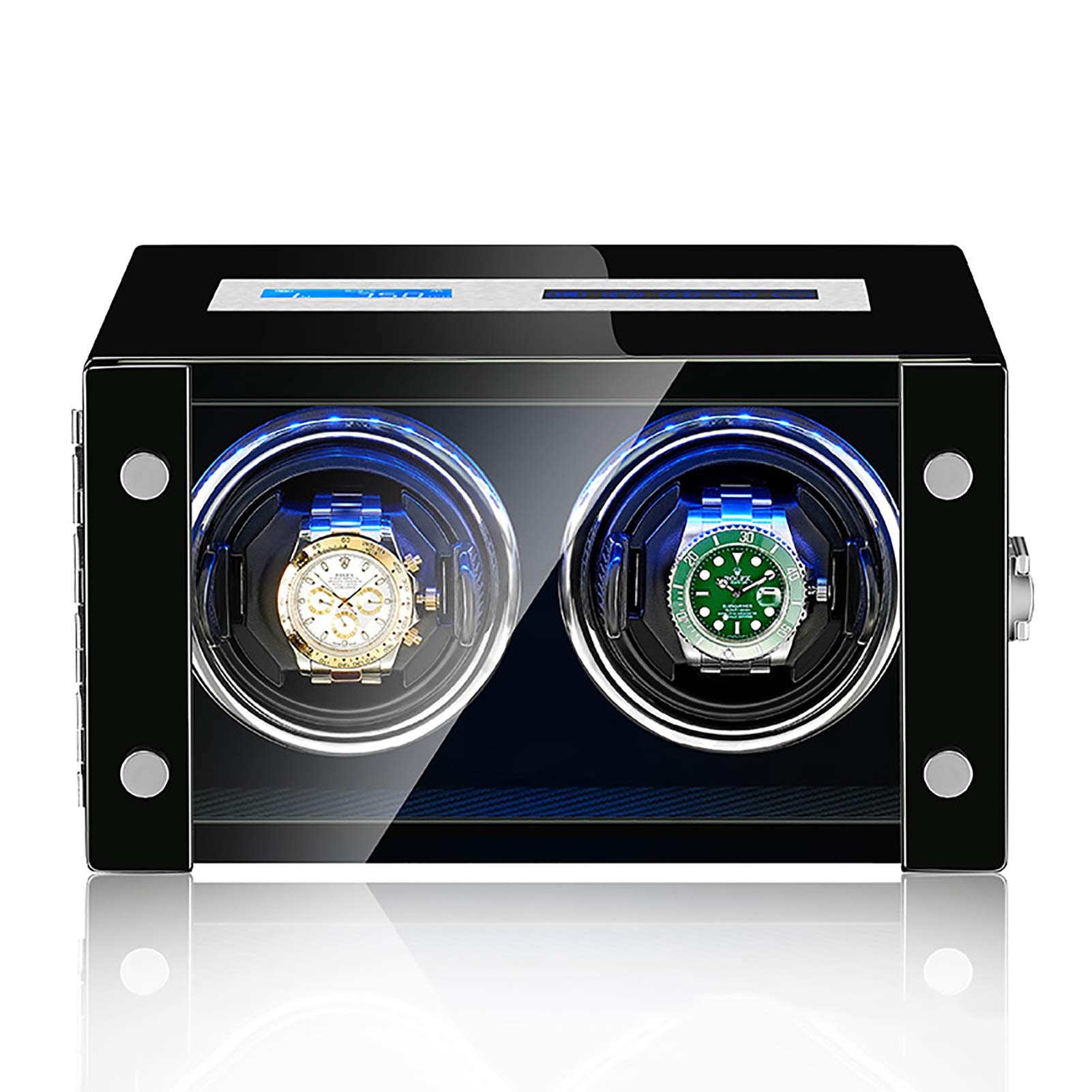 WMYYZYQ Watch Winder Intelligent Watch Shaker Antimagnetic Mechanical Watch Automatic Winding Device Touch Screen Watch Winder Dust-Proof Storage Box with Remote Contro,Black-2