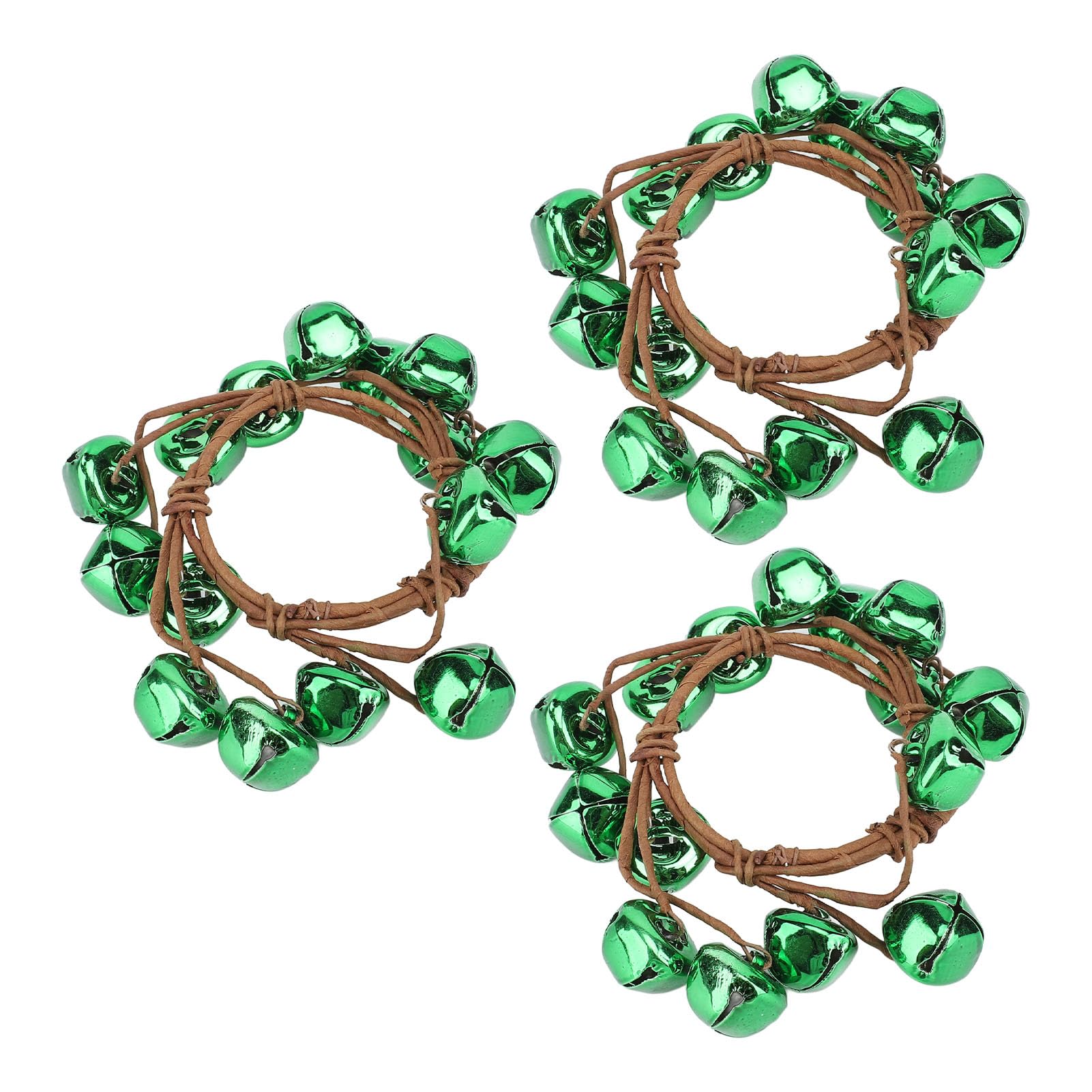 BTSEURY Jingle Wreath, 3Pcs Xmas Wreath, Small Xmas Charm Ornament Craft Iron Metal Door Home Decoration (Green)
