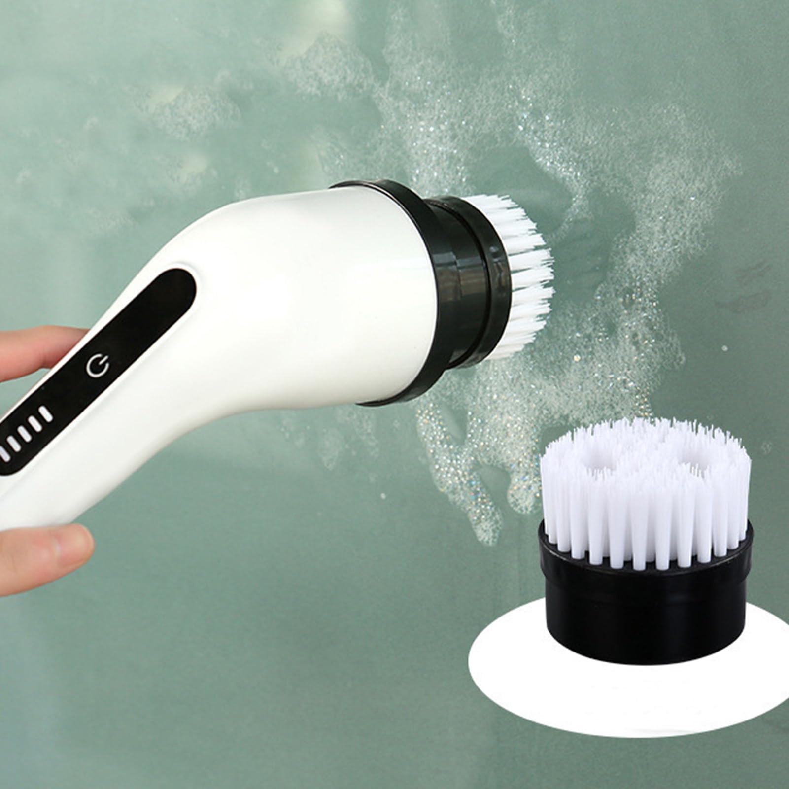 Fregadora Eléctrica Cepillo De Limpieza Inalámbrico Con Mango Largo | Limpiador Para Múltiples Usos Para Baño Ducha Bañera Inodoro Lavabo Cocina Suelo Azulejo Lechada