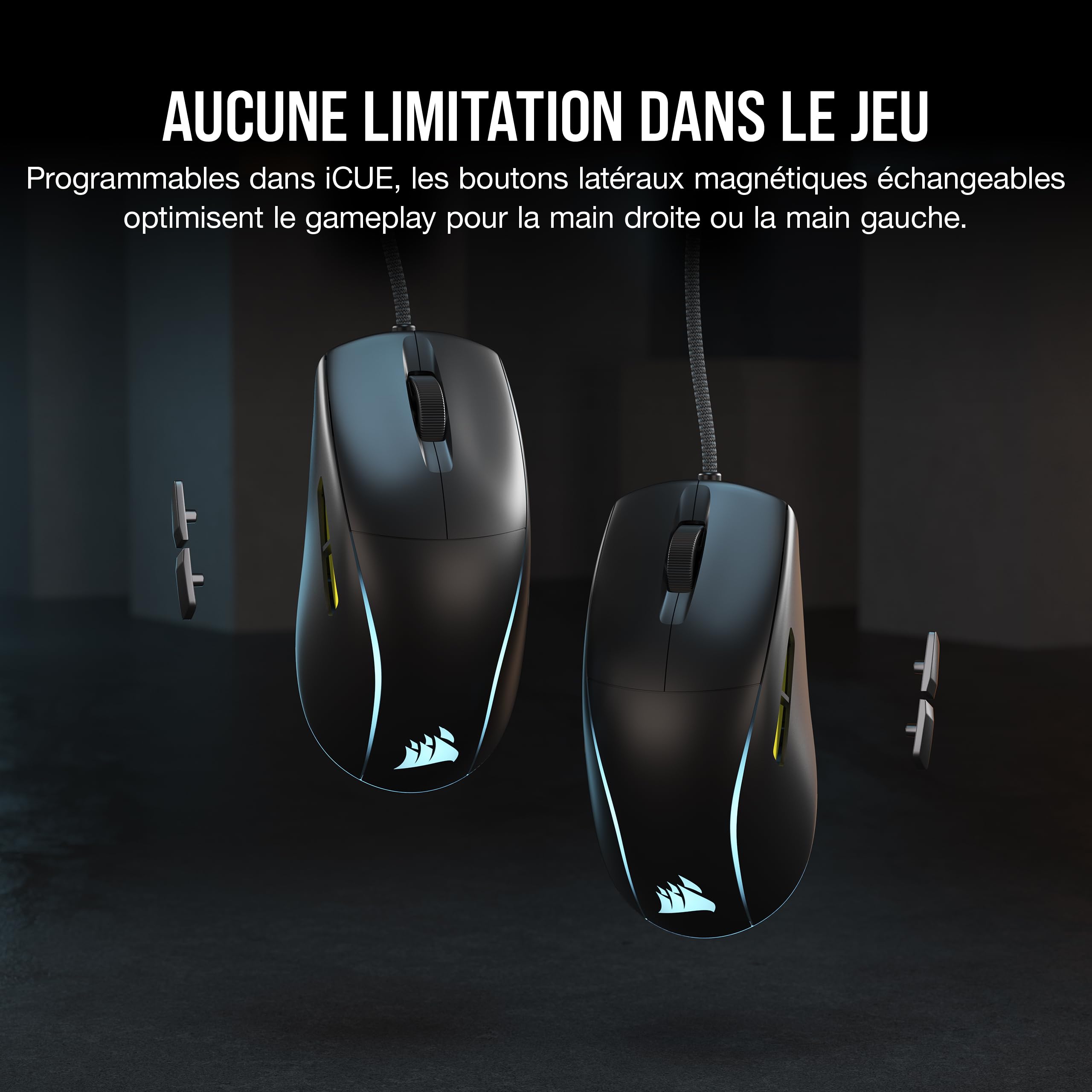 Corsair M75 Wired RGB Souris de Jeu FPS Légère – 26 000 DPI – Boutons Latéraux Interchangeables – PC – Noir
