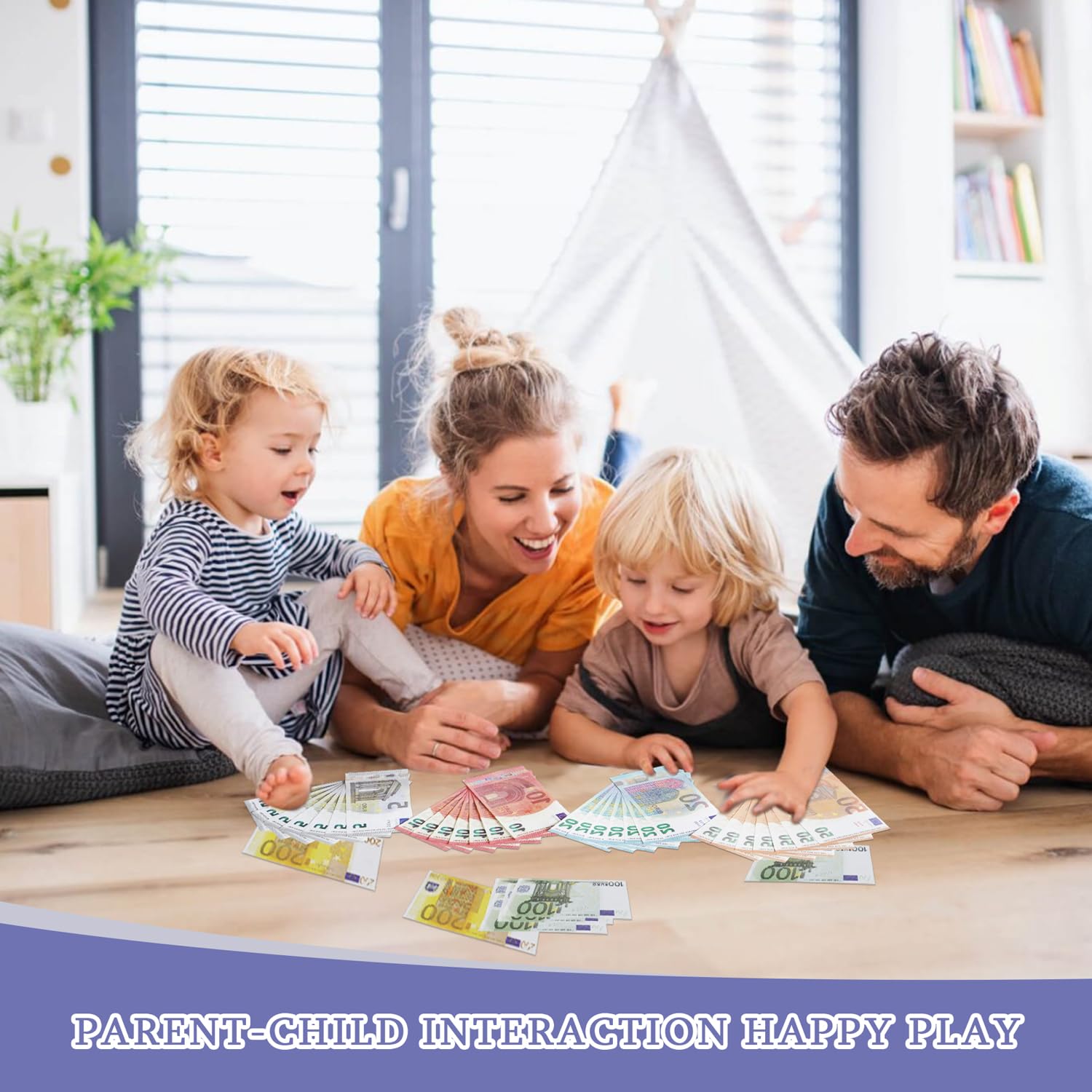 Chumix 180 Pezzi Soldi Finti per Bambini, 10, 20, 50, 100, 200, 500 Banconote Finte, Soldi Falsi Utilizzare nelle Registratore di Cassa Giocattolo, Come Oggetti Scena per L'apprendimento e Il Gioco