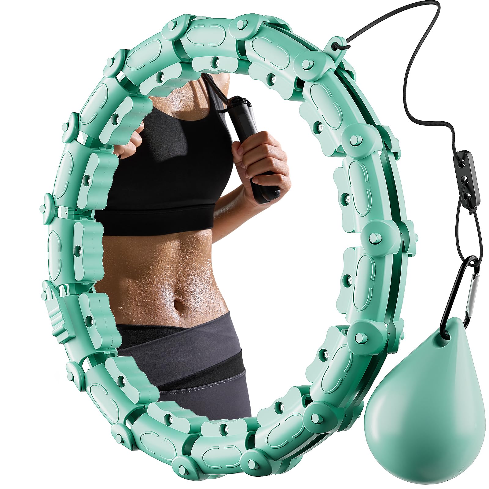 Smart Hula Ring Hoops, Weighted Hula Circle 24 Detachable Knots Fitness Ring With Weighted Ball, Gymnastic Ring, Adult Kids Exercise Hoop for Weight Loss, Body Sculpting Machine