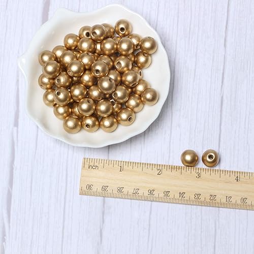 Miniatura 215 de Cuentas de madera redondas blancas de 0.394 in, 300 cuentas sueltas pintadas con espaciadores suaves para manualidades, collares y pulseras