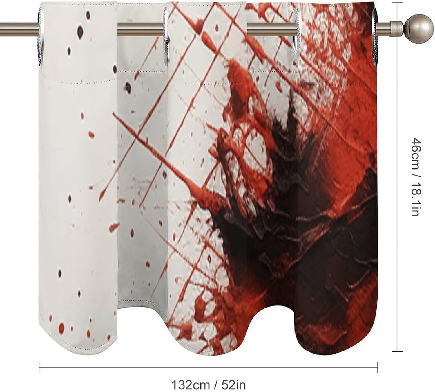 Red Pen Lines Valances for Window 2 Panels. Light Filtering Curtains Farmhouse Short Small Valance.Modern Curtains for Windows Living Room Kitchen Over Sink.