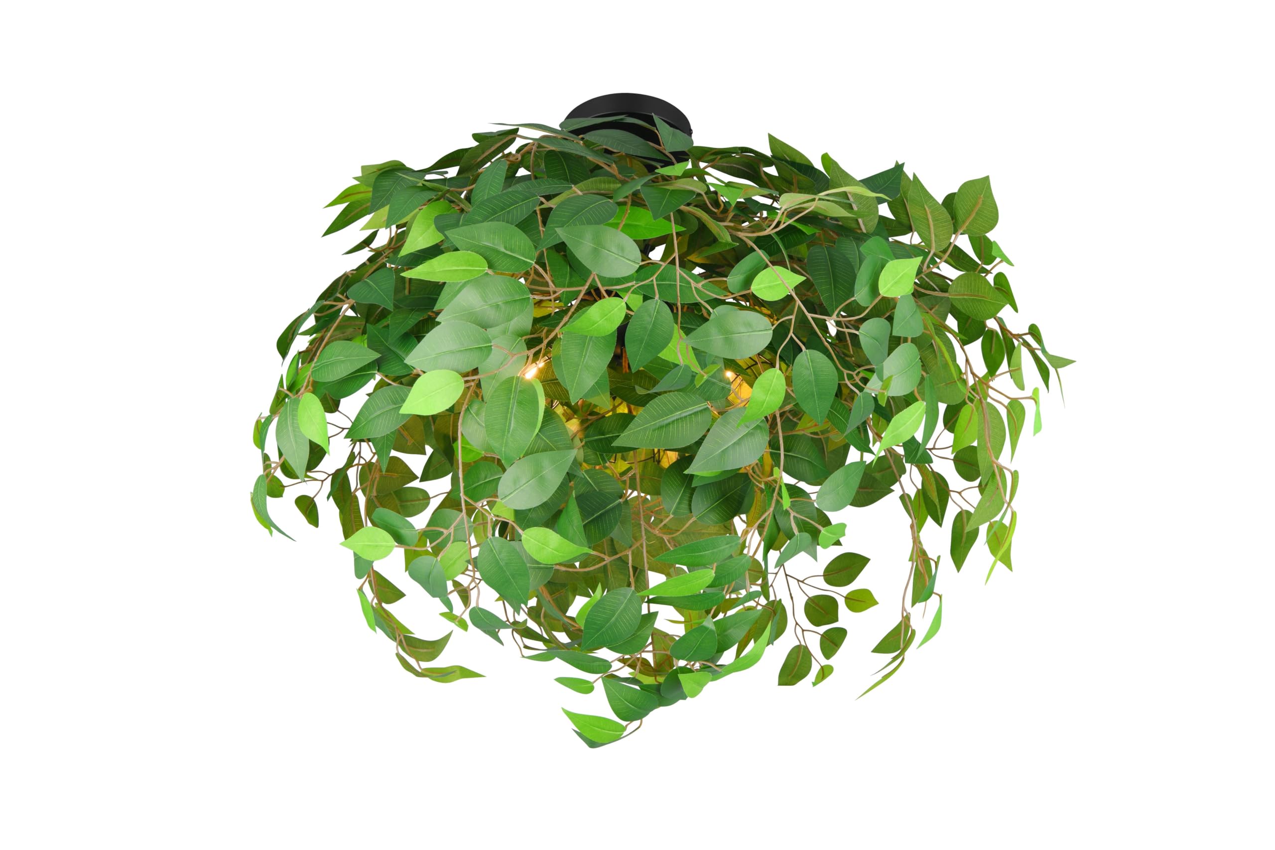 Deckenlampe Lea, Schirm aus Kunststoffblättern in Grün, Deckenmontage, exkl. 3 x E14 max. 28W, Höhe 73 cm, Ø 70 cm