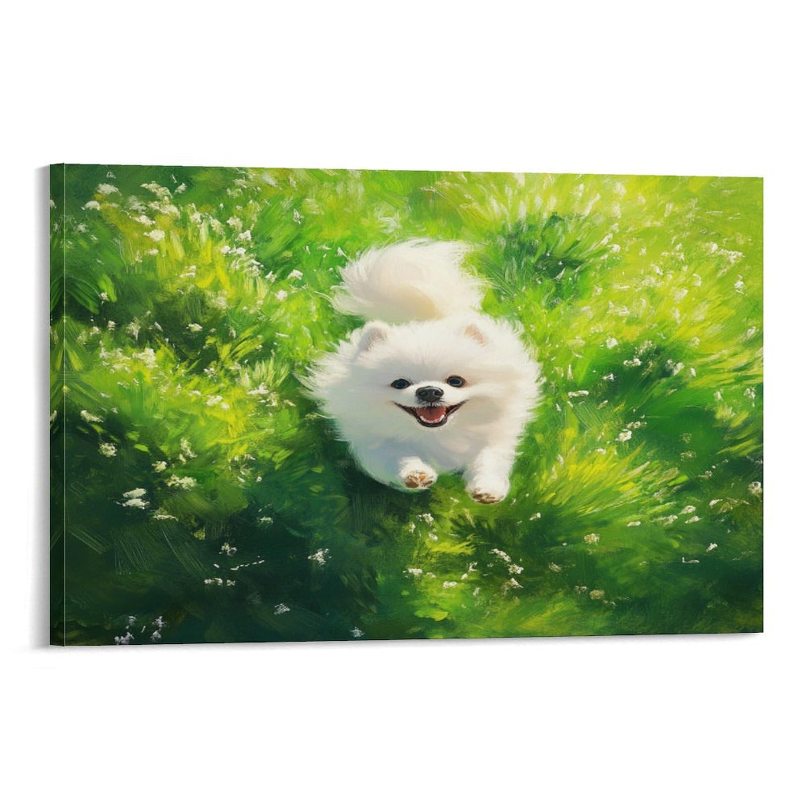 Tableau Spitz japonais en toile premium 3D texturée chic pour salon - 6