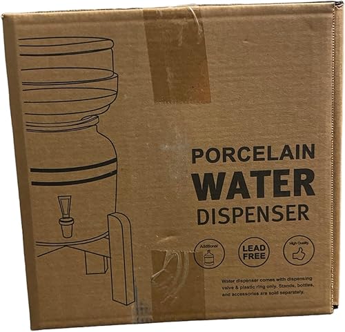 Miniatura 4 de Aquanation Dispensador de agua de cerámica de porcelana con diseño de rayas y anillo sin BPA, se adapta a jarra de botella de 3 a 5 galones, color