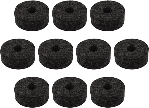 CashBeat 10 Pcs Black Soft Cymbal Stand Felt Washers, Round Drum Felts Replacement, Protect Cymbals & Enhance Sound, Essential Accessories for Drummers