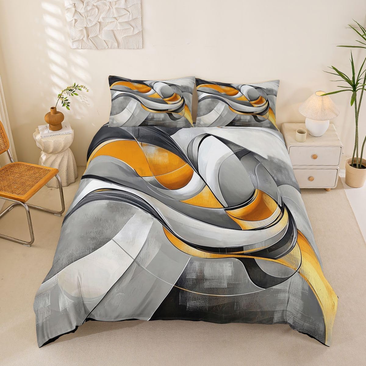 jejeloiu Marble Duvet Cover Toddler Size Abstract Marbling Bedding Set Breathable Soft Geometric Stone Comforter Cover 2Pcs Modern Aesthetic Bedroom Decor