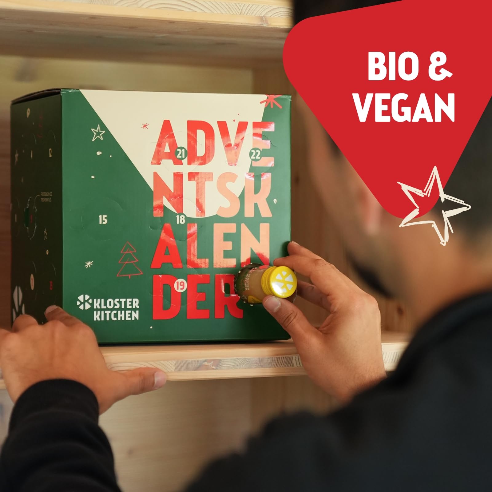 Kloster Kitchen Bio Ingwer Shots Adventskalender 2025 - Weihnachtskalender mit 35 Shotportionen - Bio-Getränke vegan