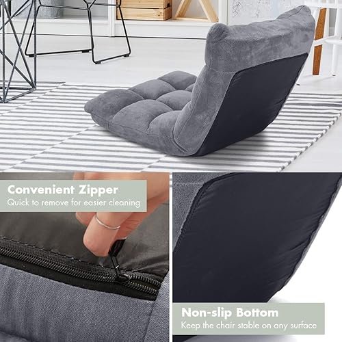 Miniatura 7 de S AFSTAR Silla reclinable acolchada ajustable de 14 posiciones con cómodo soporte de espalda y funda agradable a la piel, ideal para leer, jugar,