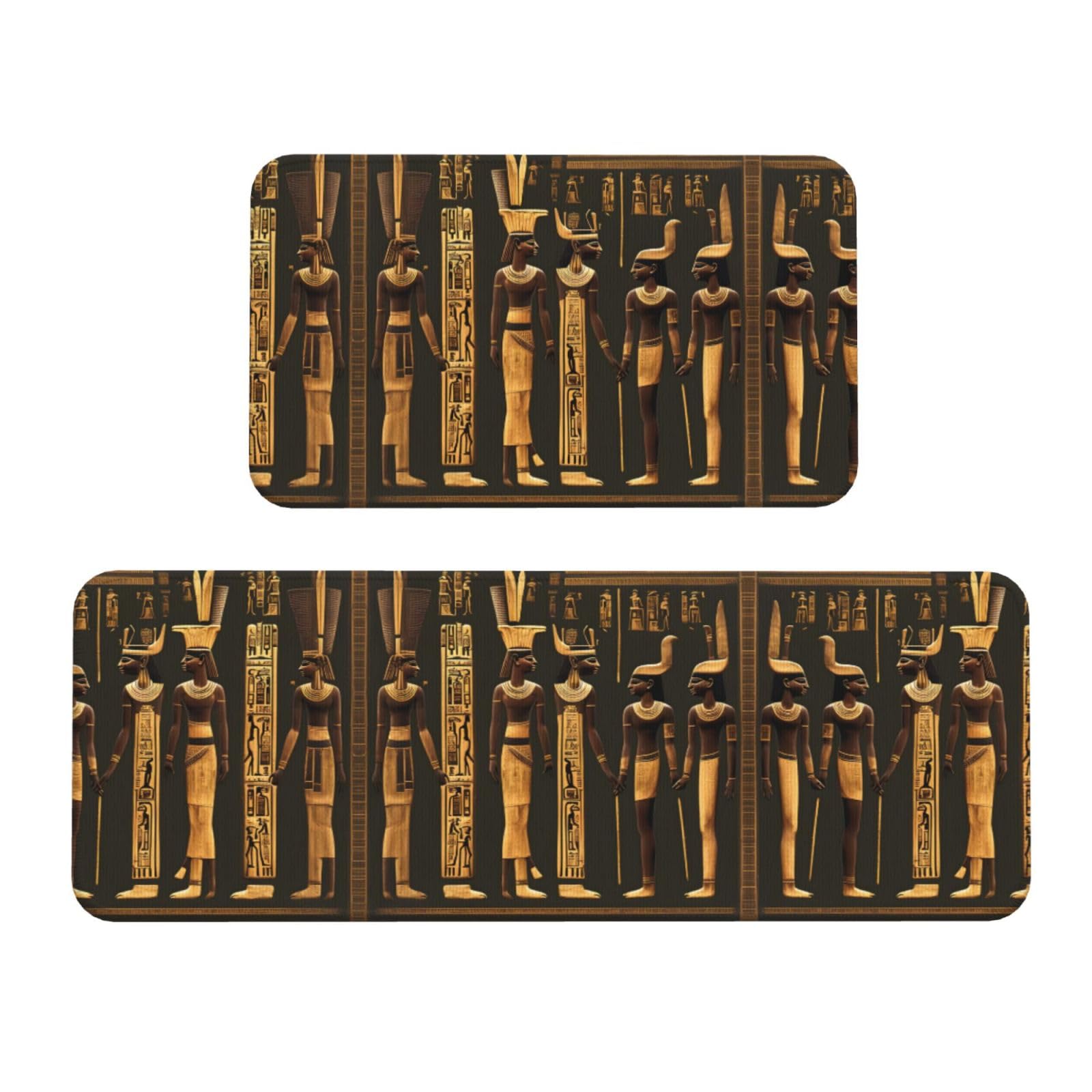 Alfombras de cocina superabsorbentes con diseño egipcio y base antideslizante