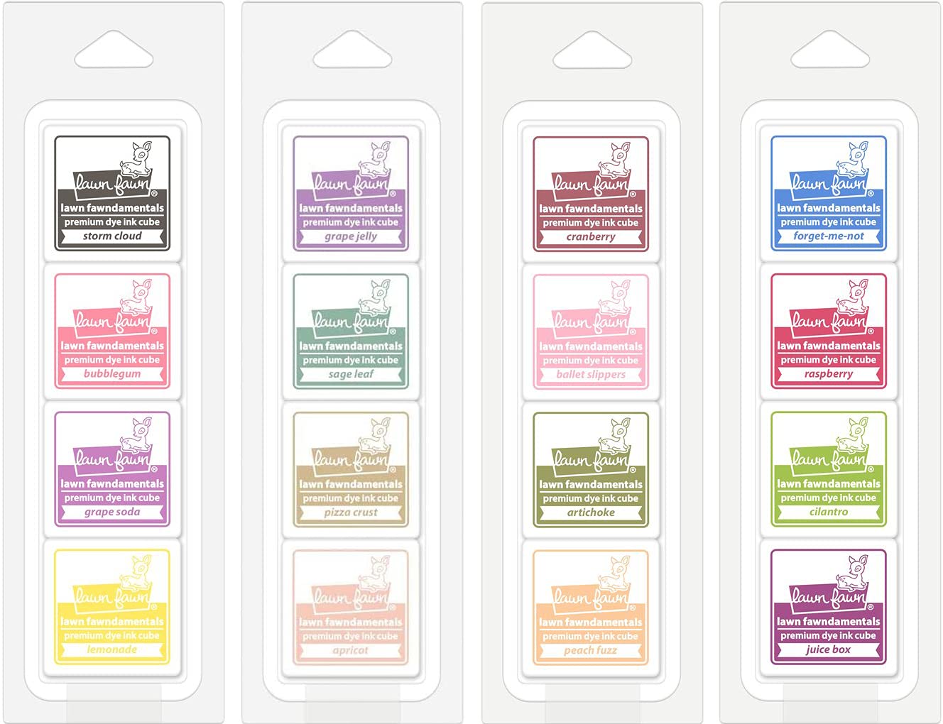 Lawn Fawn Ink Cubes Set - 16 Dye Ink Pads (County Fair, Farmer's Market, Sunday Brunch, Secret Garden)
