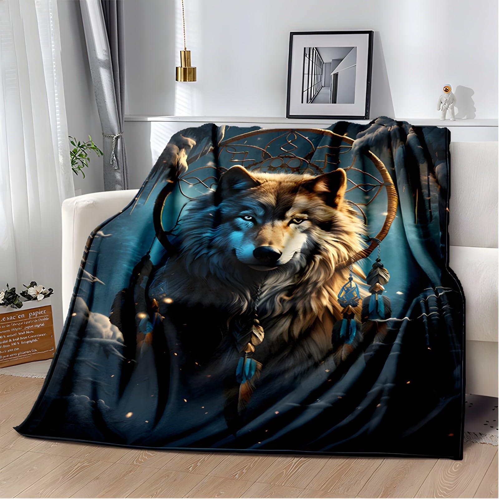 Couverture polaire loup pour vos soirées cocooning au salon ou au lit