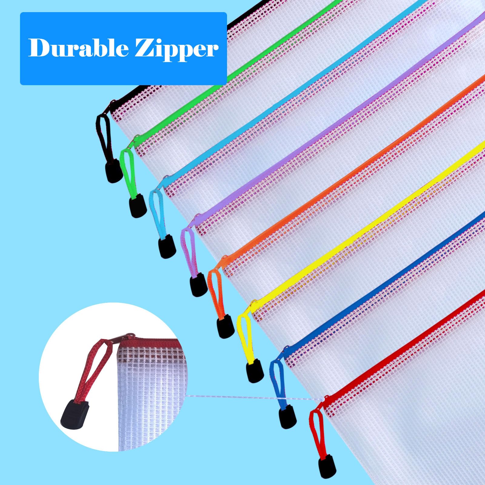 Djois Made By Tarifold 509069- Lot De 8 Pochettes Plastique Format A6 Zip, Fermeture éclair Document Chemises Transparentes Dossier Pour Bureaux, Voyage, école, Maison, Couleurs Assortie