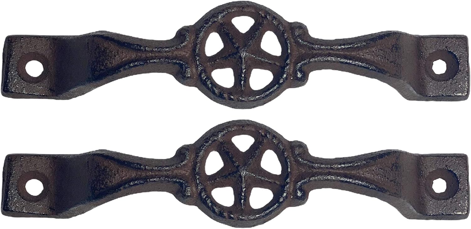 Urbalabs Vintage Star Cast Iron Kitchen Cabinet Handles and Drawer Pulls Antique Barn Style Country Home Rustic Decor Farmhouse Cabinet Handle Western Cabinet Knobs (12, Rustic Star Cast Iron)