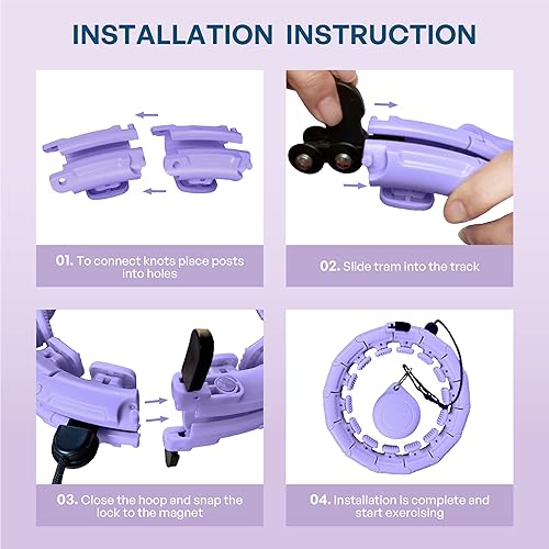 Miniatura 6 de Leann L!fe 302812 Detachable Knots, Newest Magnetic Lock Smart Weighted Hula Hoop for Adults Weight Loss, Infinity Hoop Plus Size, Children Adult