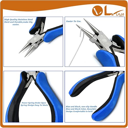 Miniatura 4 de Alicates de punta redonda de 5 pulgadas con agarre de goma cómodo para hacer joyas, fabricación de manualidades