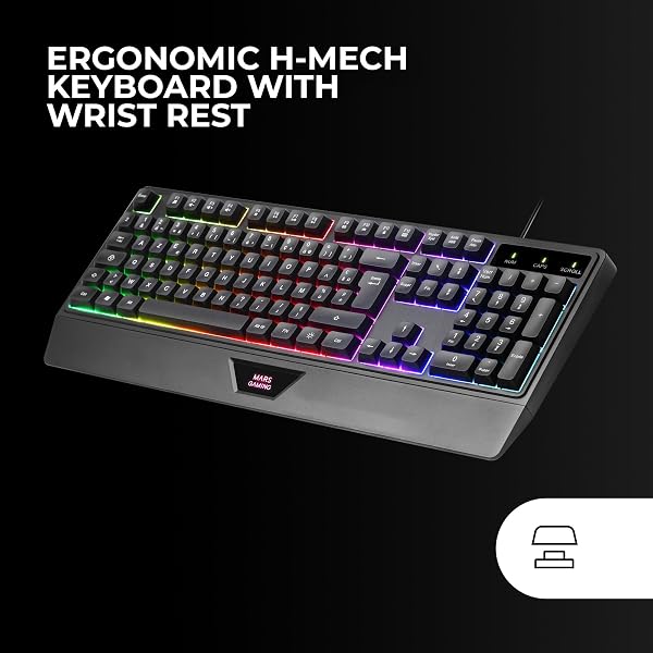 MARS GAMING MCP1 - Pacchetto tastiera e mouse da gioco (2800 DPI, capacità anti-ghosting, illuminazione LED rossa, ambidestro, USB), nero e rosso - 1