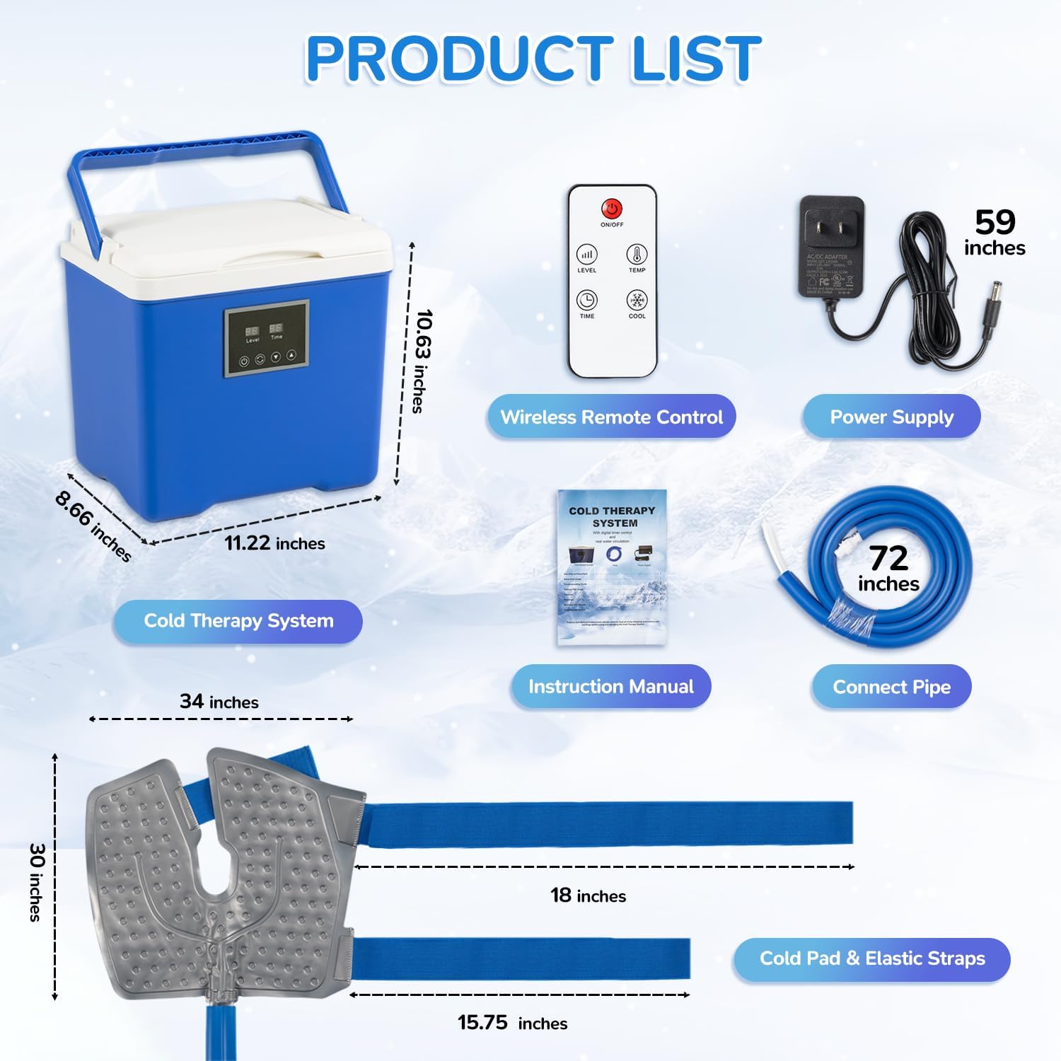 Cold Therapy Machine with Memory Function, Programmable Timer, Wireless Remote & Quiet Pump, Portable Ice Machine for Knee After Surgery, Ankle, Arm Relief, Ideal for Sports Injuries