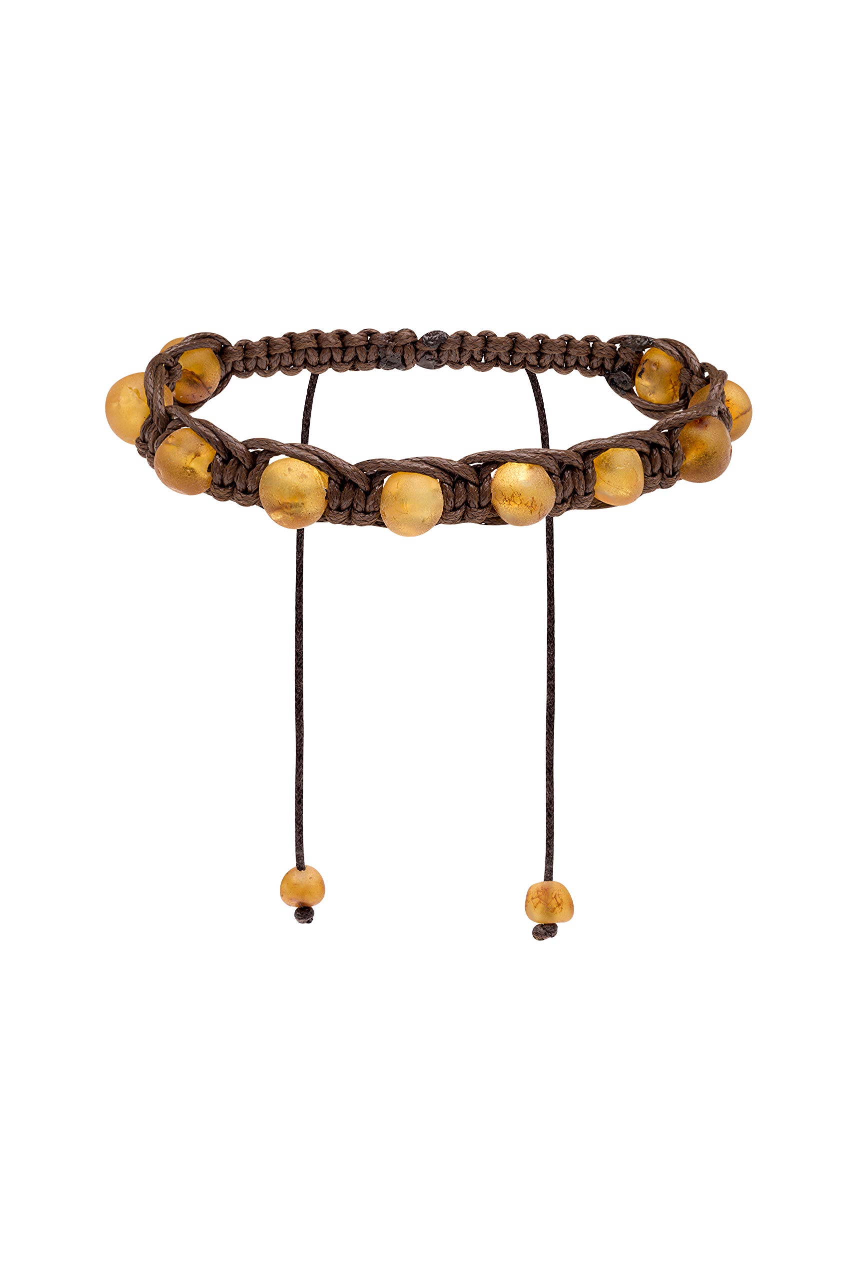 Genuine Amber Braided Bracelet From Baltic Sea Made with Unpolished Honey 20 cm (7.9 Inches)
