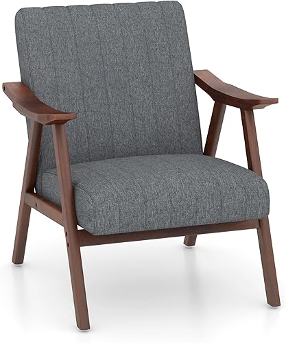 Miniatura 18 de Giantex Mid-Century - Juego de 2 sillas decorativas modernas, cómodas y tapizadas con brazos, almohadillas de fieltro antideslizantes, marco de