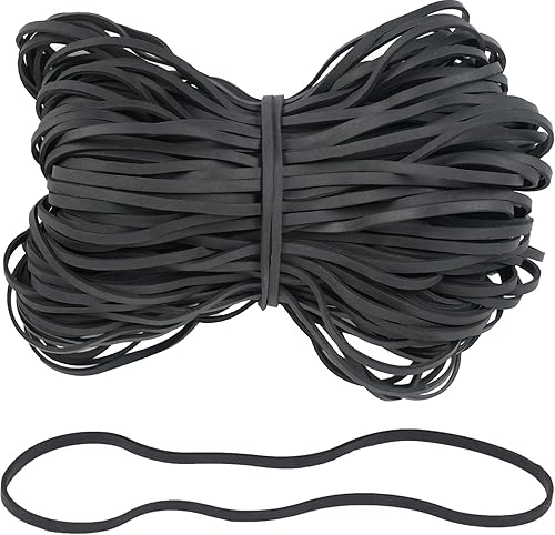 Miniatura 5 de AMUU Bandas de goma negras para papeleras de 8-33 galones, paquete grande de 120 piezas, tamaño #117B (17.8 cm x 0.32 cm) para papeleras grandes