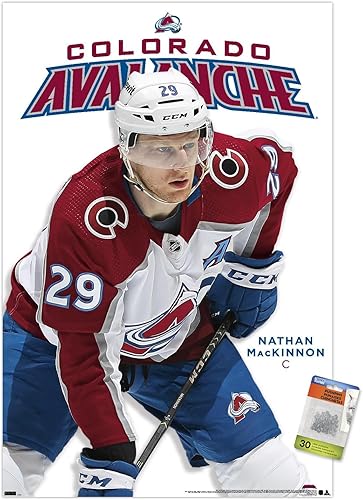Trends International NHL Colorado Avalanche - Póster de pared de la serie 23 de Nathan MacKinnon, 22.37 x 34.00 pulgadas, paquete de póster premium
