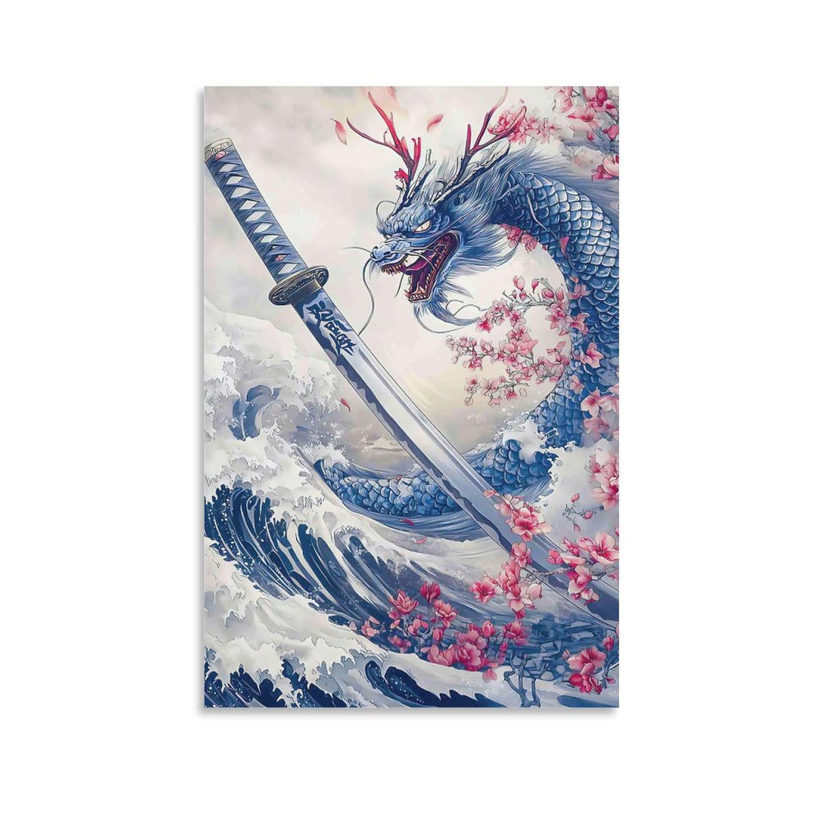DHBANEIOK Dragon Sword Art Poster Artwork Canvas Prints Picture Modern Canvas Wall Art Picture Wall Hanging for Bathroom Wall Decor 20x30inch(50x75cm)