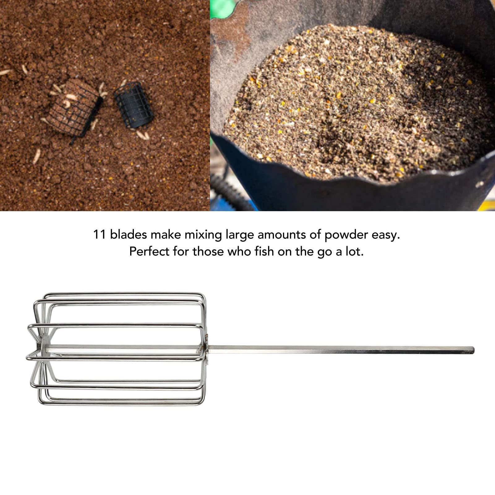 Fishing Bait Whisk, Groundbait Mixer, Stainless Steel, Heavy Duty for Outdoor Work