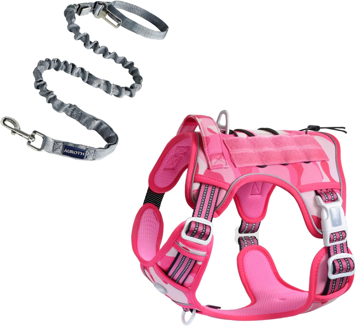 Auroth Tactical Dog Harness with Heavy Duty Dog Leash for