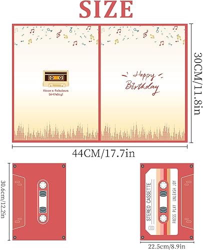 Miniatura 2 de Decoraciones retro para fiestas de cumpleaños, suministros de cartón para firma, cinta de casete, libro de invitados alternativo para niñas y niños,