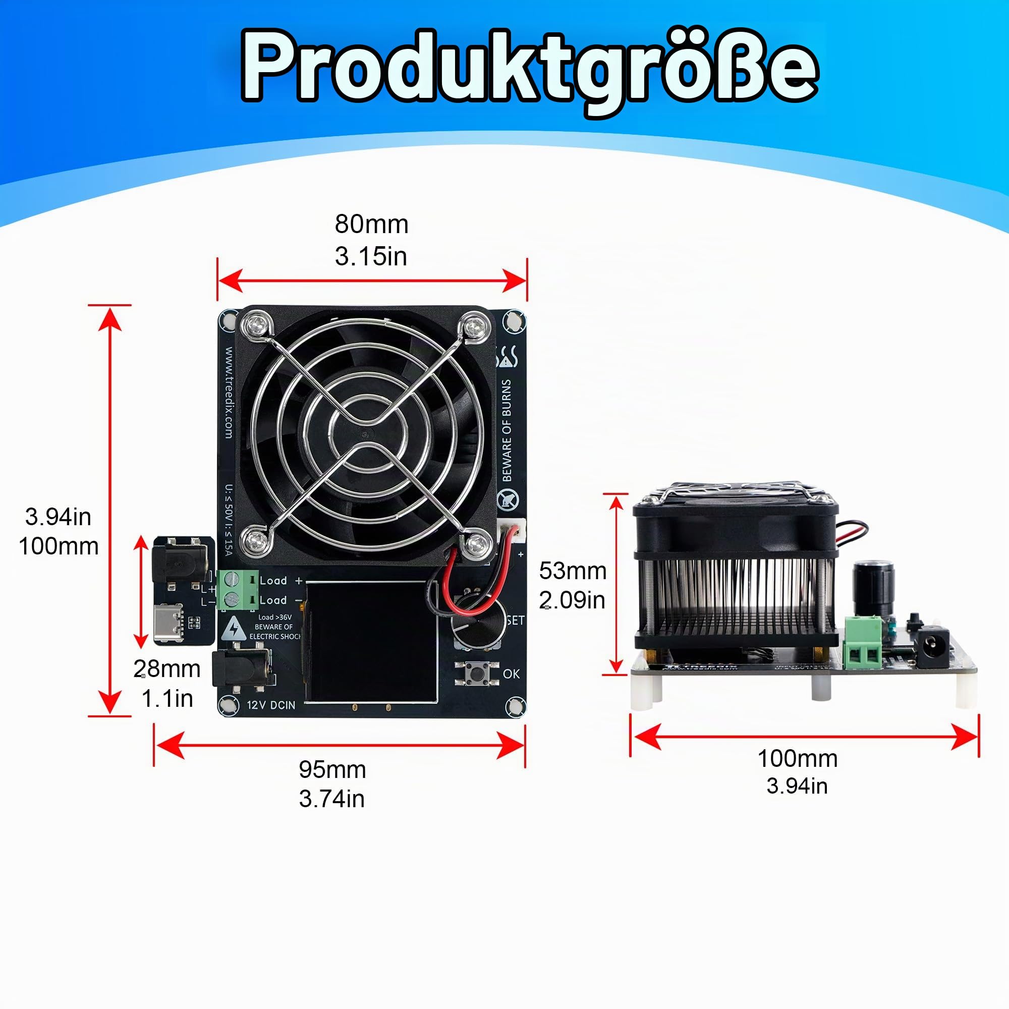 Treedix Mini-Elektronische Lastprüfung, 120W Batterielasttester