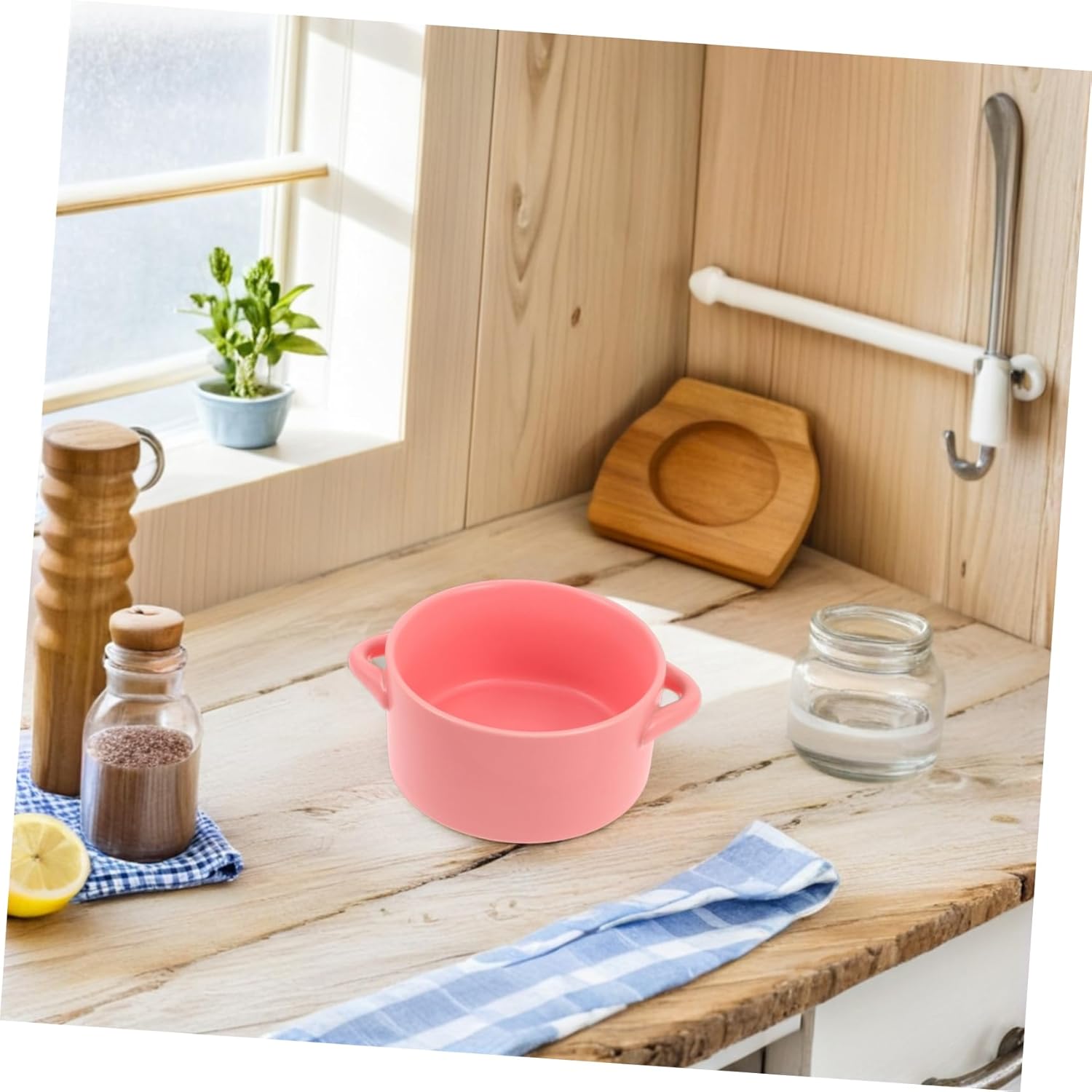 VALICLUD 2-Piece Round Ceramic Baking Dish Set with Handles Oven and Microwave Safe Lasagna Pan Small Roasting Dish for Kitchen and Restaurant Cooking