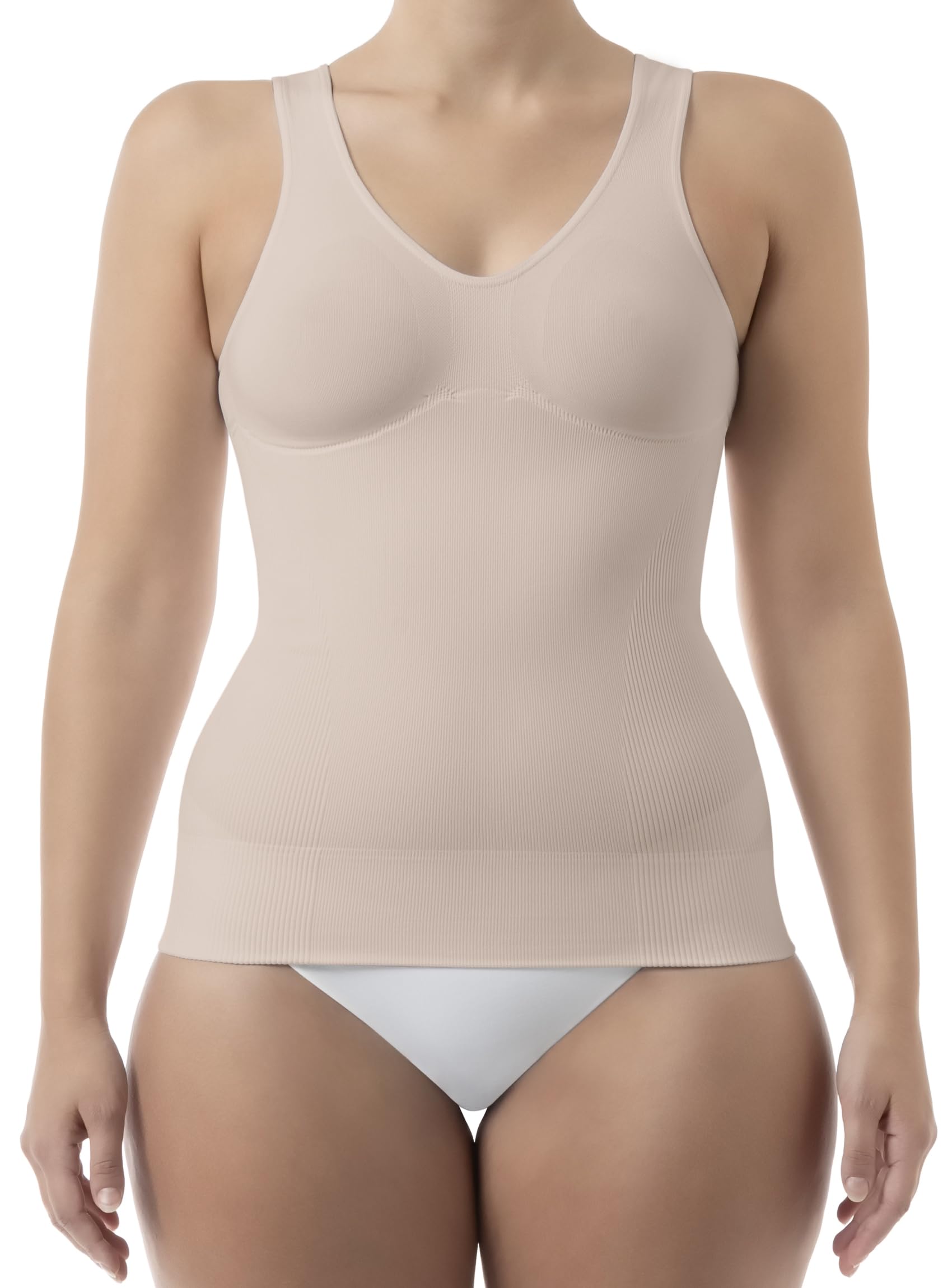 FarmaCell Shaping Unterhemd, Shapewear Damen Bauchweg und Push-Up Effekt, Made in Italy, 607