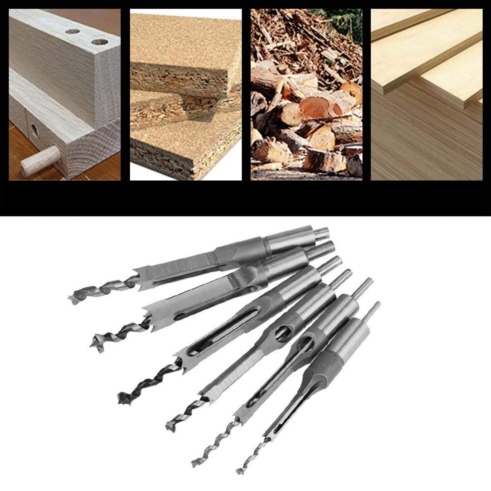 lyrlody Lot de 6 Forets Carrés en Acier Rapide HRC 48 50 pour Métal et Bois Section Carrée Haute Précision Compatible Perceuse Électrique et Mortaiseuse