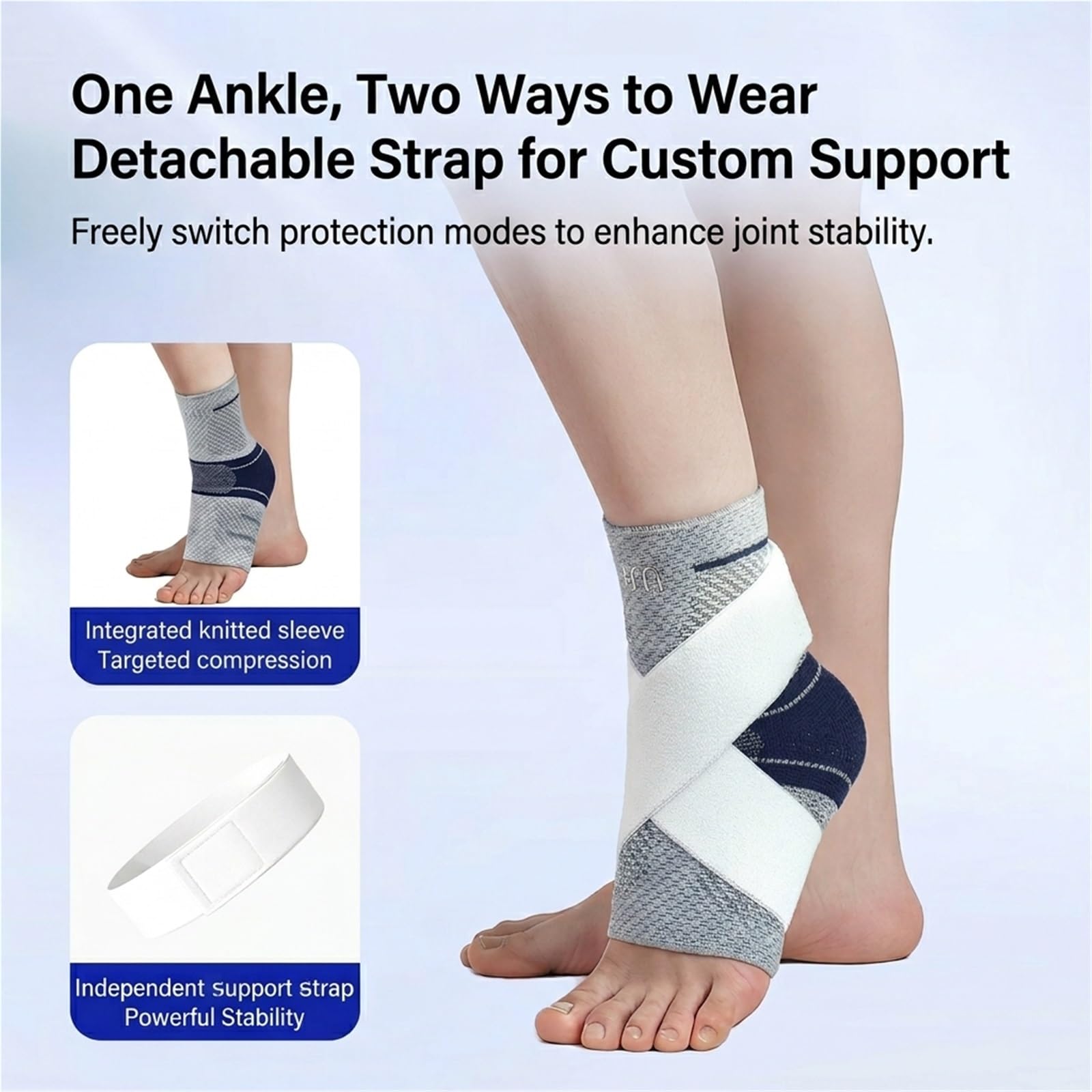 Generisch Verstellbare Sprunggelenkbandage mit atmungsaktivem Stoff, für Sport und tägliches Gehen, Modell CJDW1160 (Grey XL)