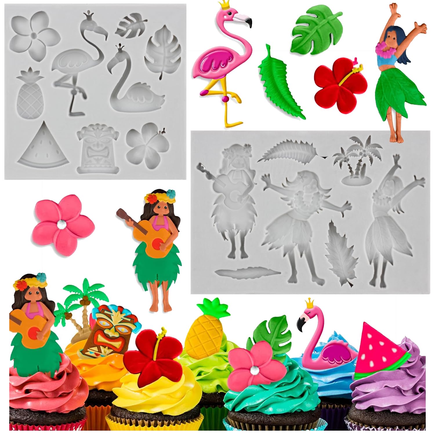 Moule silicone feuilles de palmier pour décorations de gâteaux d'été Luau