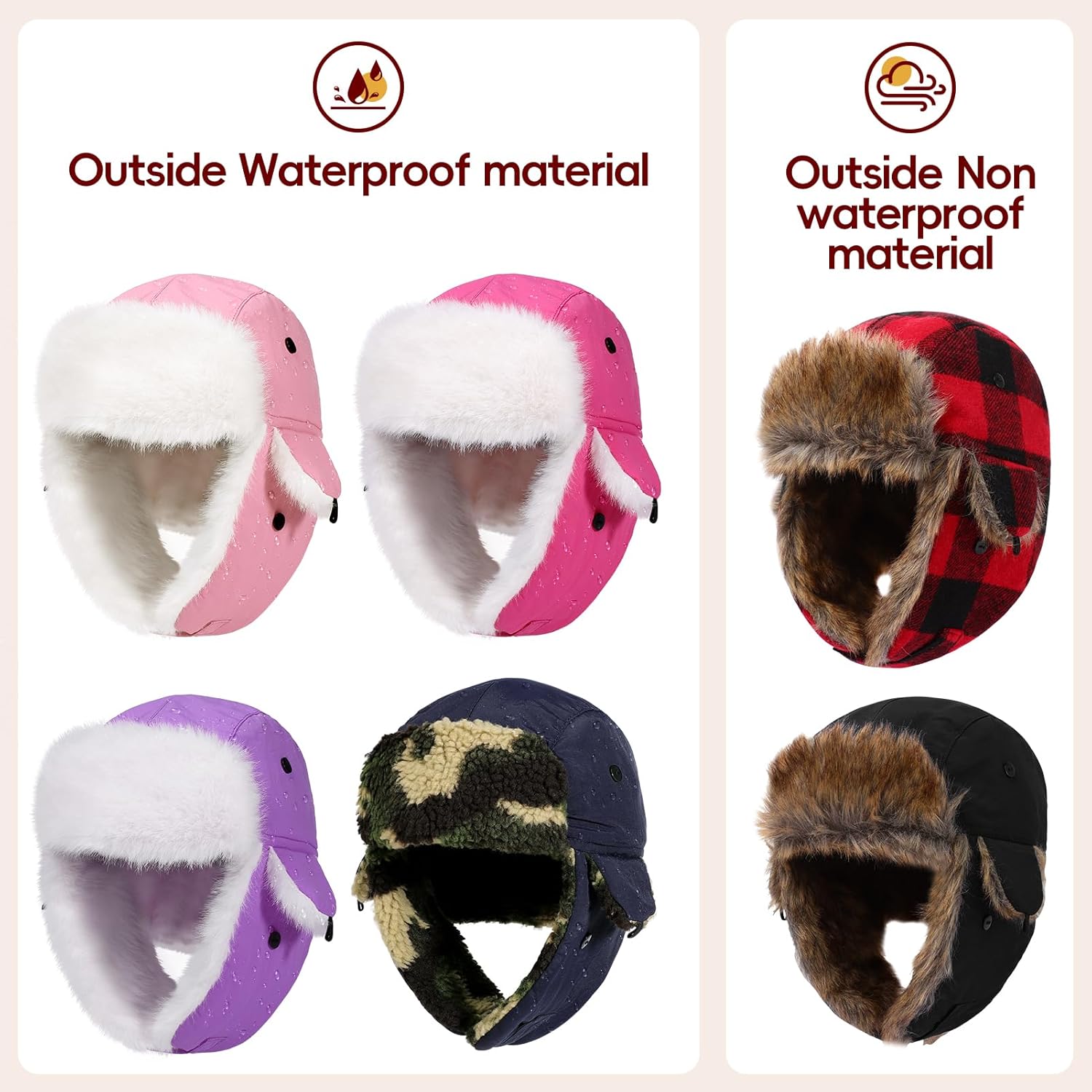 ACTLATI Kids Winter Trapper Hat for Boys Girls Snow Hats Toddler Waterproof Fleece Hunting Ski Hat with Earflap Age 1-8 - Image 2