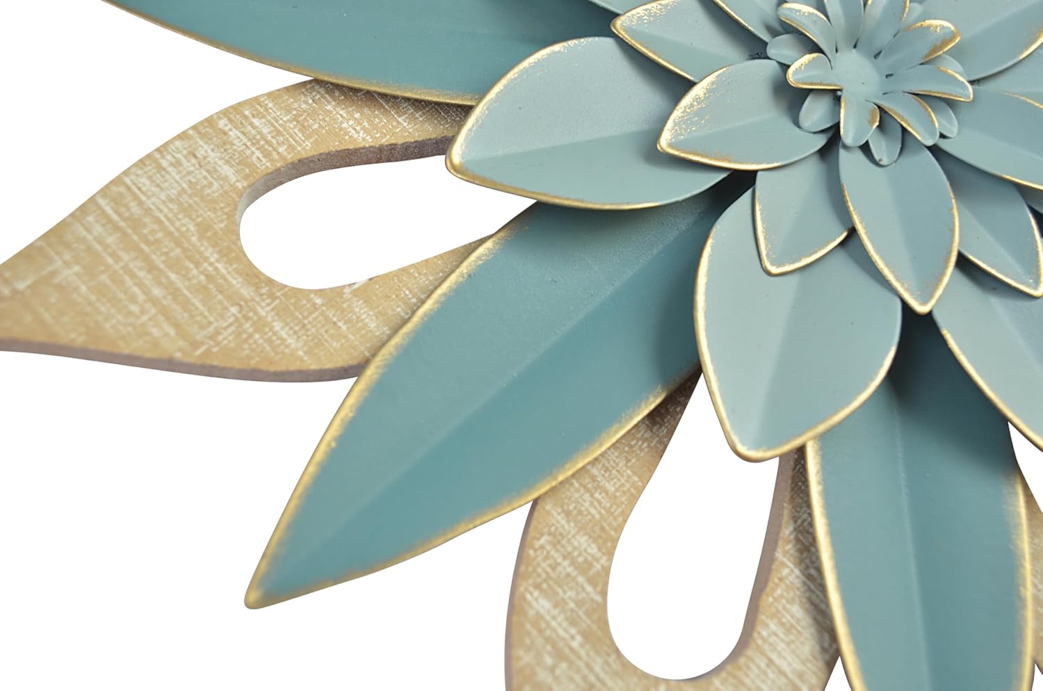 JWZSKZYZ Blue Metal Flower Wall Decor, Modern Iron Floral Wall Art Sculpture Farmhouse Hanging Decoration for Home Living Room, Bathroom, Kitchen, indoor, Patio Porch (1-C)